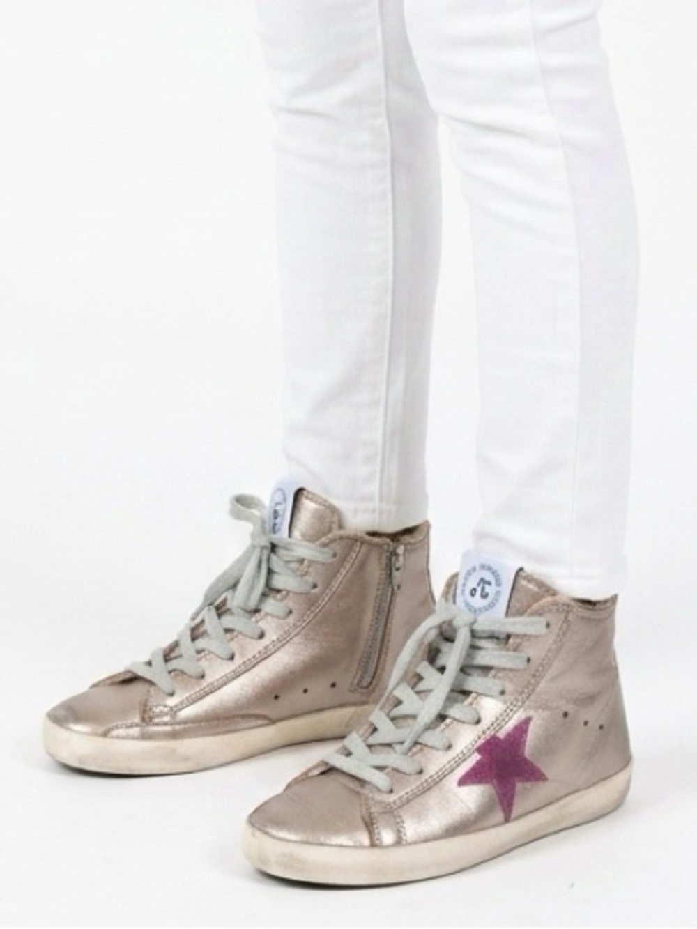 Kids Golden Goose x Bonpoint Metallic High-Top Sneakers